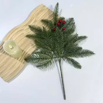 Имитация зеленого растения с одной веткой, тройной вилкой, 11 глаз, французская сосна, красные фрукты, украшение для дома, цветочная композиция, украшение для съемки, реквизит