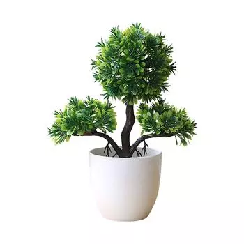 Имитация зеленого растения, украшения в горшках, комбинированные растения, украшения для рабочего стола в помещении, имитация искусственного цветка, растения бонсай One Size зелёный