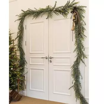 Имитация зеленых растений, рождественские лозы, зелено-белые, 2,7-метровые рождественские декорации, подвесные аксессуары, дверные украшения, венки и лозы