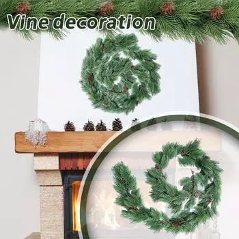 Имитация зеленых растений, рождественские лозы, зеленые и белые, 1,8-метровое рождественское украшение, подвесные аксессуары, дверные украшения, венки и лозы