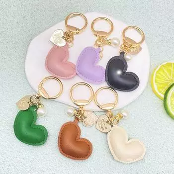 Имитация жемчуга декор резной буквенный принт брелок из искусственной кожи сердце кулон брелок для ключей украшение для рюкзака светло-фиолетовый