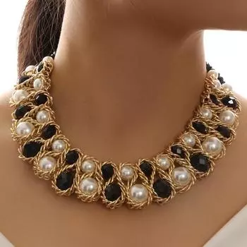 Имитация жемчуга двухслойное колье-чокер женские бусы кристалл воротник свадебные украшения ожерелья белый