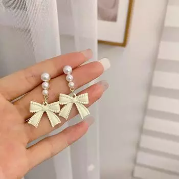 Имитация жемчуга серьги-бантики женские свадебные украшения вечерние аксессуары подарок 1 Pair