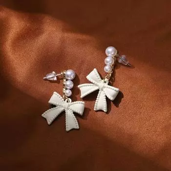 Имитация жемчуга серьги-бантики женские свадебные украшения вечерние аксессуары подарок