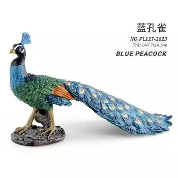 Имитация Животного Модель Павлина Сине-Зелено-Белый Павлин Статическая Декоративная Настольная Фигурка Игрушка