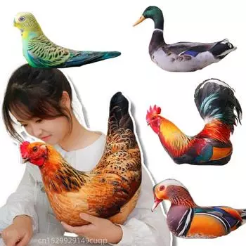 Имитация животного принта плюшевая кукла подушка курица утка гусь голубь попугай петух курица плюшевая игрушка домашний декор подарок для девочки about 35-40cm