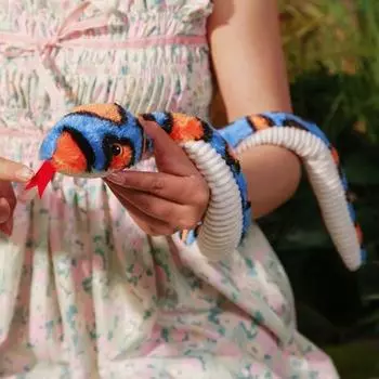 Имитация змеи, плюшевая игрушка, мягкая кукла-животное, пушистая, милая, пятнистая змея, декоративная подушка, компаньон для домашнего декора S синий