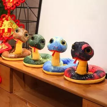 Имитация змеи, плюшевая кукла, мягкая игрушка, домашний декор, 3D, большие глаза, забавная пародия, шутка, украшение, диван, настольный компьютер, прикроватный столик, компаньон коричневый
