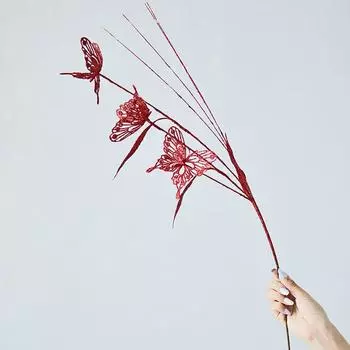 Имитация золотой пудры Бабочка Рождество 3 Пластиковые бабочки Украшение дома Праздничная атмосфера Реквизит для съемки Рождество красный