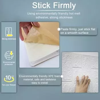 Imitation Brick Waterproof Self Adhesive 10 Pcs 70x77 cm Wallpaper 3D Wall Sticker For Living Room Kitchen TV Backdrop Other светло-фиолетовый