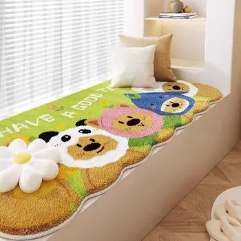Imitation Cashmere Bedside Blanket Cartoon Special-shaped Thickened Balcony Mat Household Bedroom Bedside Plush Tatami Foot Mat 40*120