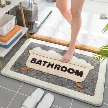 Imitation Cashmere Cartoon Bathroom Mat Non-slip Toilet Bathtub Floor Mat Soft Shower Room Home Decor Super Absorbent Bath Rug S 40x60cm
