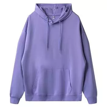 Imitation Cotton Drop Shoulder Hooded Pocket Sweater Fashion Sweater Soft, Breathable and Non Pilling On The Skin XS циан