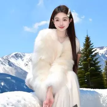 Imitation fox fur coat women s winter 2024 new short young rich daughter mink fluff coat S белый