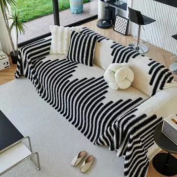 Imitation Fur Sofa Towel Faux Fur Sofa Cover Blanket Couch Cover Universal for Living Room Warm 180x180cm