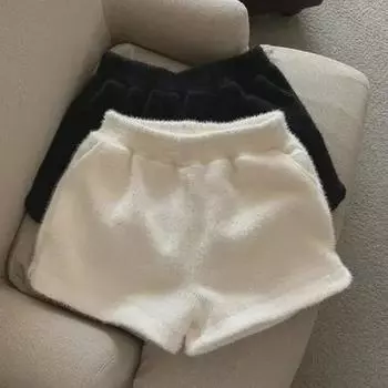 Imitation Mink Velvet High-Waist Wide-Leg Pants for Women - Casual Autumn Winter Wear L абрикосовый