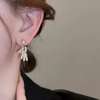 Imitation Pearl Bear Ear Pendant Jewelry Accessories Bear Drop Earrings Cute Bear Earrings Gifts золотой