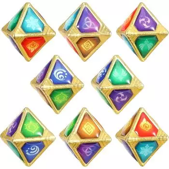 Impact Genius TCG Elemental Dice Game Requis Аксессуары Коллекция Игрушек (8 шт.) 2.4*2.4*2cm разноцветный