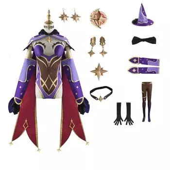 Impact Genshin Мона Косплей Костюм Полные Комплекты Униформа Наряд Аксессуары XS фиолетовый