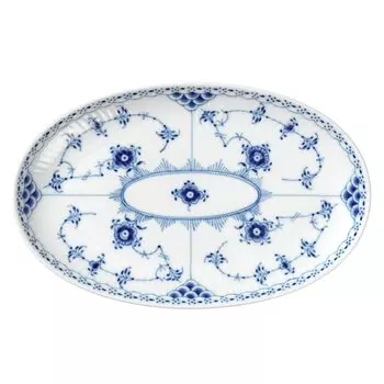 Imported Royal Copenhagen Blue Fluted Half Lace Oval Dish Plate x 15cm Wedding Gift Present 1064775 [Regular Product] 23.5 белый