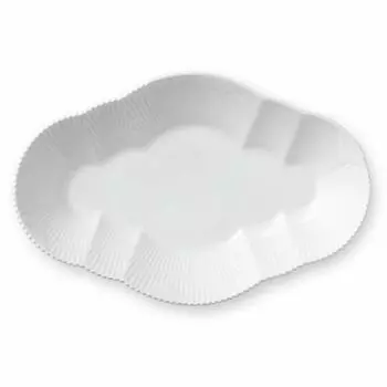 Imported Royal Copenhagen White Elements Oval Dish Plate Plate 23cm Wedding Gift Present 1017489 [Regular Product] белый