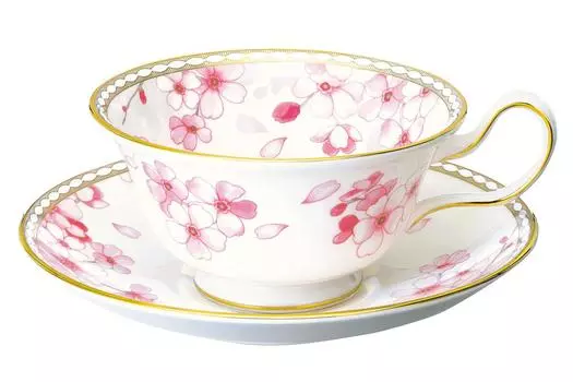 Импортная чайная чашка Wedgwood Spring Blossom, блюдце, свадебный подарок 1053201 [Обычный продукт] & (Пион) белый