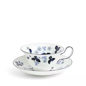 Импортная чашка для чая Wedgwood Strawberry Ink Blue с блюдцем 200 мл пион свадебный подарок 1072182 [Обычный продукт] & белый