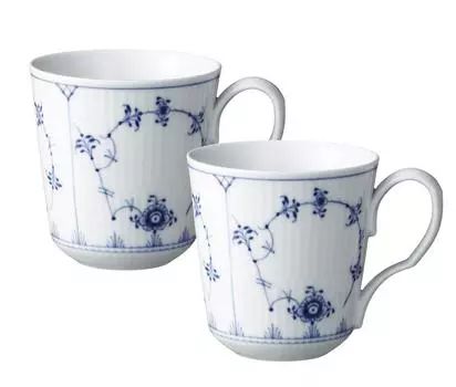 Импортная королевская копенгагенская синяя рифленая простая парная кружка S 280 мл свадебный подарок 1017171 [Обычный продукт] белый