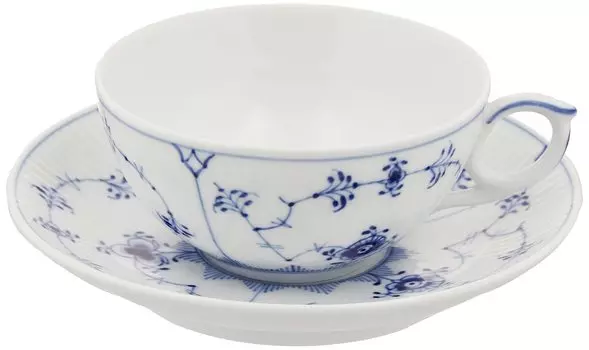 Импортная королевская рифленая простая чайная чашка-блюдце Royal Copenhagen Blue 190 мл, свадебный подарок 1017174 [Обычный продукт] &