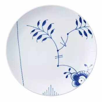Импортная королевская рифленая тарелка Mega Coupe Blue Copenhagen 23 см, свадебный подарок 1016906 [Обычный продукт] белый