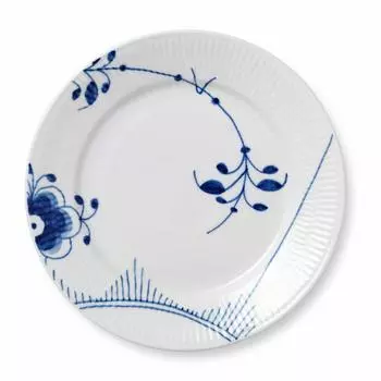 Импортная королевская рифленая тарелка Royal Copenhagen Blue Mega Plate 22 см, подарок на свадьбу 1017365 [Обычный продукт] (No.2) белый