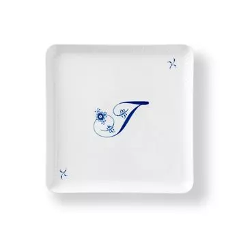 Импортная квадратная тарелка 20x20 см из коллекции Royal Copenhagen Alphabet 1073776 [Обычный продукт] T белый