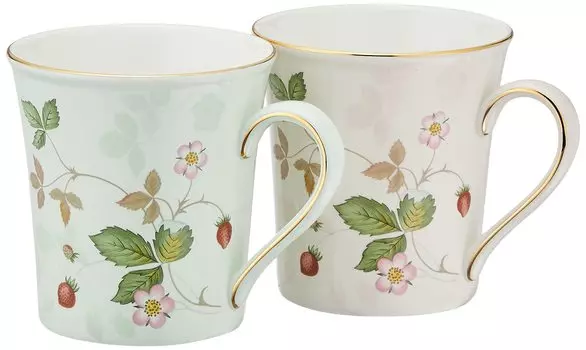Импортная парная кружка Wedgwood Wild Strawberry Pastel объемом 300 мл, свадебный подарок 1053405 [Обычный продукт] Цвет: розовый/зеленый, прибл.