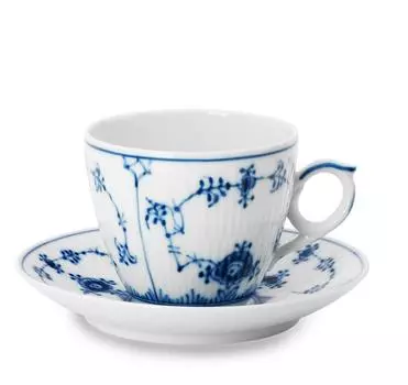 Импортная рифленая кофейная чашка Royal Copenhagen Blue Plain объемом 170 мл, свадебный подарок 1017173 [Обычный продукт] &