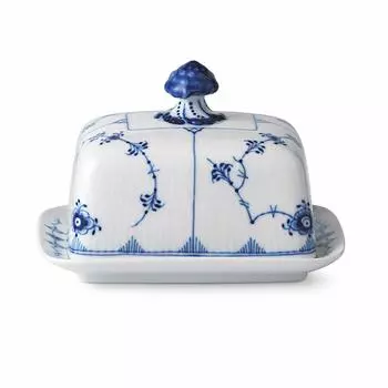 Импортная рифленая простая масленка Royal Copenhagen Blue 1026442 [Обычный продукт] белый