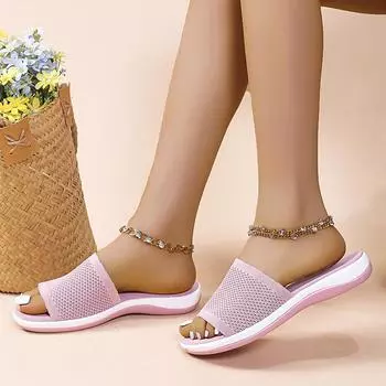 Импортные тапочки большого размера на толстой подошве женские импортные торговые туфли с полиуретановой подошвой легкие плетеные туфли-буфы с одним символом пляжные туфли 35 чёрный