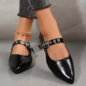 Импортные туфли большого размера во французском стиле в стиле ретро на плоской подошве для женщин, новые туфли Мэри Джейн с пряжкой в одно слово для женщин 2025 года 36 красный