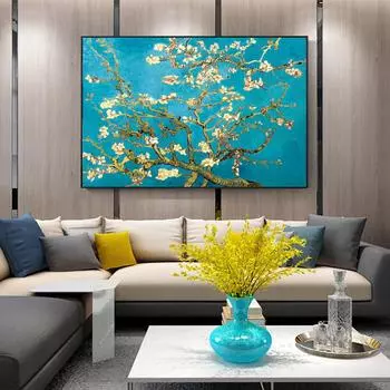 Импрессионистский цветок миндаля, холст, картина Ван Гога, знаменитый холст, художественные постеры, репродукции, настенные картины, домашний декор, фон, украшение стены 20x30cm