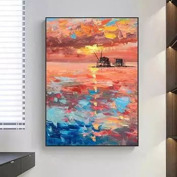 Импрессионистский нож, пейзажная картина маслом, постеры и гравюра, украшение для гостиной, стены Куадроса 21cm30cm NoFrame