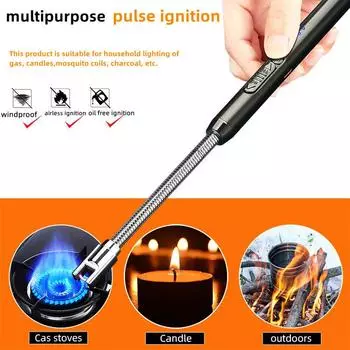 Импульсный воспламенитель для домашнего использования, кухонная свеча, газовая плита, уличный металлический ветрозащитный крюк для дисплея с длинной ручкой, пистолет для зажигания синий