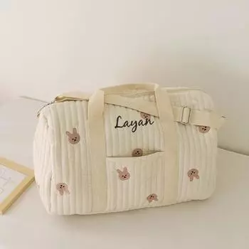 Имя Индивидуальная сумка для мамы, сумка для мамы и малыша Little Bear, вместительная сумка для хранения вещей, вышитая ручная сумка через плечо тигровый