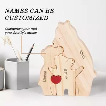 Имя семьи медведя для одного родителя персонализированное индивидуальное деревянное украшение на тему медведя искусство своими руками домашний декор подарок для дорогой семьи украшение стола