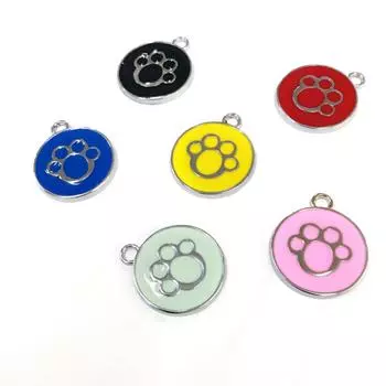 Имя собаки, кошки, номер телефона, гравированный ошейник, эмалированная лапа, круглая подвеска, бирка для идентификации питомца чёрный