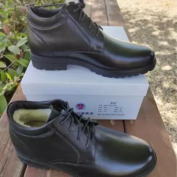 In 2024, the new 6 major departments will issue men s cotton leather shoes, shoes, comprehensive administrative winter warm men s leather boots 37 чёрный