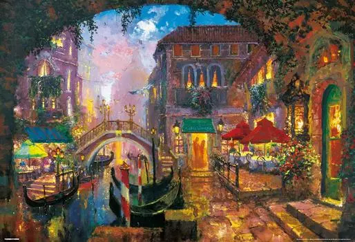 in Beverly 1000 Piece Jigsaw Puzzle Cafe in Love in Venice x [Made Japan] (49 72cm)