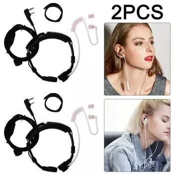 In-ear Earpiece Headset 2 Pin Covert PTT Throat Mic Accessories for UV5R NEW