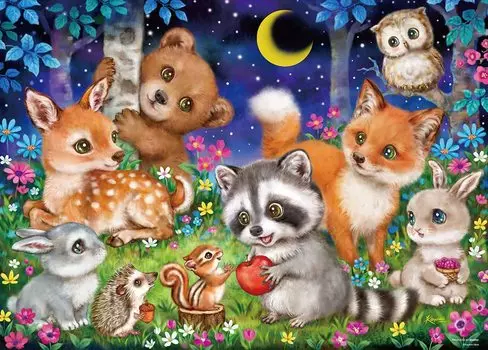 in Jigsaw Puzzle Art Collection Kayomi Harai Forest Animals 600 Pieces [Made Japan] (66-222)