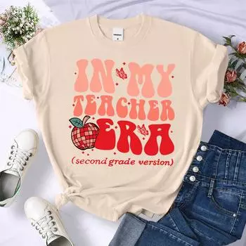 In My Teacher Era креативная 3D-печатная футболка для женщин с круглым вырезом, повседневные футболки, удобные летние футболки с коротким рукавом в стиле хип-хоп, мягкие топы S