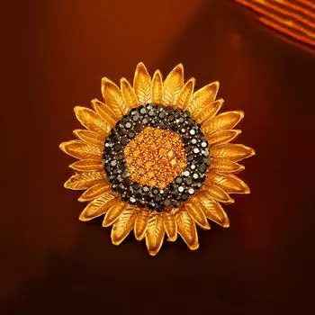 In One Fell Swoop, брошь-подсолнух, инкрустированная бриллиантами, брошь-подсолнух, брошь-растение, аксессуары для костюма