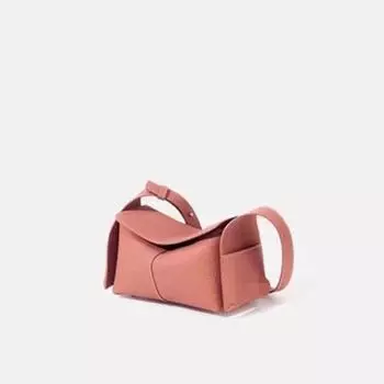 In Stock Flagship Song Ear Hanging Series Mini Eaves Closed-Toe Layer Cowhide Work Clothing Crossbody Hobo Bag Satchel Women s Bag Pink (Mini)